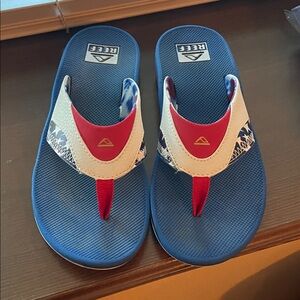 Reef Kids' Red, Blue, and White Flip Flops
